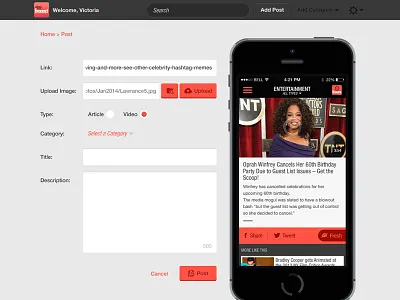 airG Buzz CMS Add Post airg buzz cms layout ui website