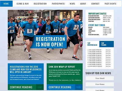 Climb for Wilderness Event Website alberta calgary event layout race website