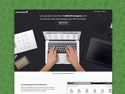 Landing page for Iconfinder Pro iconfinder iconfinder pro icons