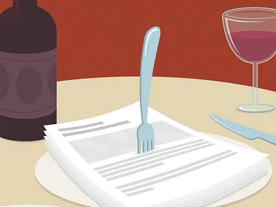 Mmm. articles dinner fork illustration plate restaurant wine