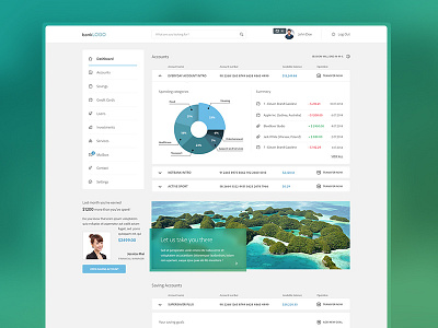 Bank Dashboard account admin bank clean deshboard flat graph numbers panel pie chart profile ui