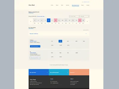 Calendar Widget / Appointment + UI appointment booking calendar widget concept flat health care medical