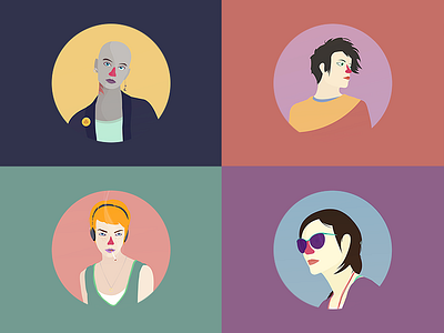 Girls like colors color flat illustration punk red nose