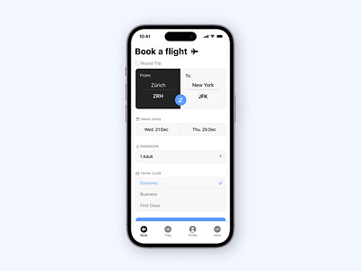 Flight booking app app apple application clean concept daily ui dailyui design flight flight booking interface ios iphone light minimal minimalist ui ui design uidesign user interface