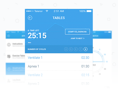 Freediving App - iOS 7 Design anroid apnea app apple clean freediving graph ios7 minimal mobile stopwatch timer