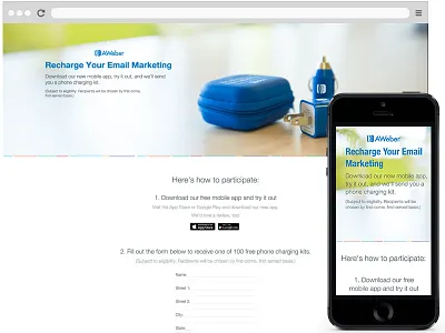 Recharge Your Email Marketing aweber giveaway landing page web design
