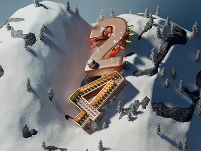 24th of December 3d 3dart 3dillustration art christmas cinema4d december holiday season illustration mountain render snow trees xmas