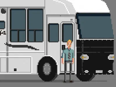 Motor Coach justified pixel art