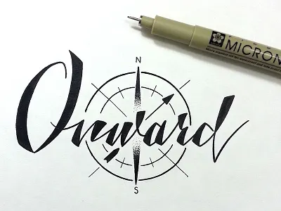 Onward Illustration hand drawn script hand lettering illustration ink lettering