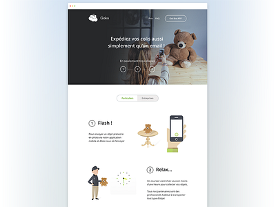 Goku Homepage animation goku homepage illustration items package pickup ship uidesign uxdesign website