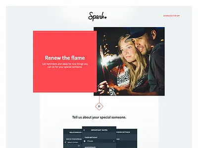 Spark Landing Page app landing page romance ui web