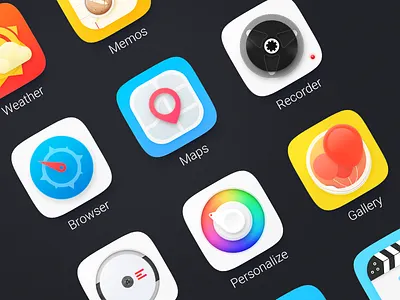 Infiniti browser gallery icon map memo music record theme weather