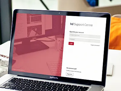 Support System Login background image clean colour overlay form login red support