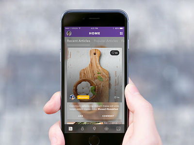 Home Screen app articles browse food ios iphone app photos ui user interface