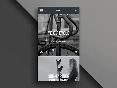 Gear biking data gear grid profile sports stats typography ui