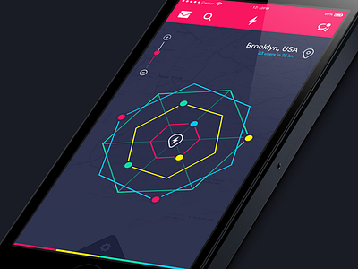 SPEET MAP INDICATOR app apple black dark interface iphone location map mobile pink radar ui
