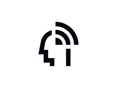 Smart communication brand branding communication design development elegant head illustration interner it logo logotype man mark minimalism minimalistic modern sign smart wifi