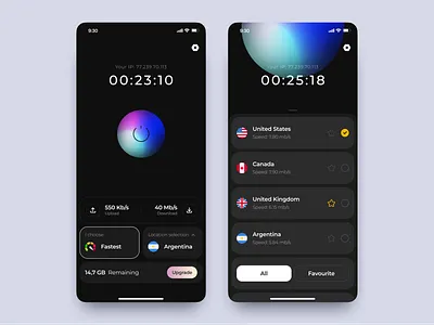 VPN Mobile App | VPN service app clean design connection dark internet minimal mobile app mobile app design proxy secure trend user interface vpn vpn app vpn app design
