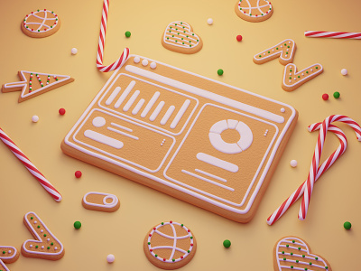 Happy Christmas From Netguru Team 3d candycane gingerbread interface netguru ui