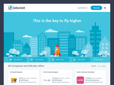 Jobscket Home home illustration jobs rocket