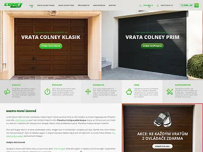 Colney Garage Doors E-commerce big layout colney czech doors e commerce ecommerce eshop garage gradient green grid metro