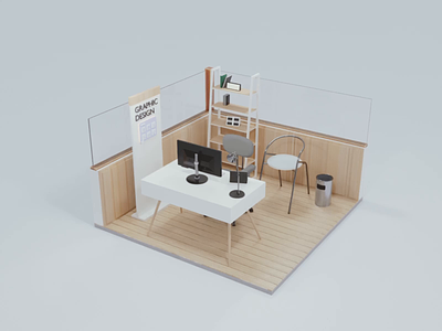 3D Office - Animation 3d 3d illustration animation branding design desk dipa inhouse graphic design illustration interaction living room motion graphics office popular stationary vector workspace