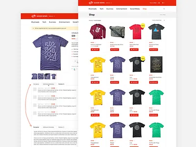 Shop blog good news magazine news red shop template theme themeforest