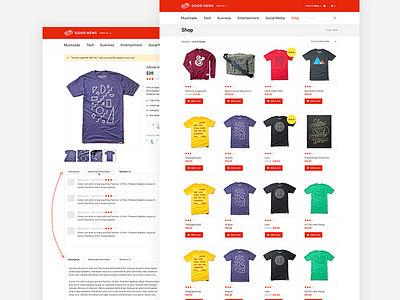 Shop blog good news magazine news red shop template theme themeforest