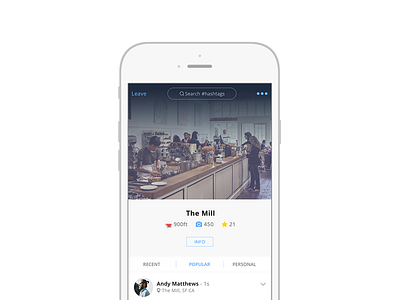 Place Detail Alt coffee icons ios iphone location minimal profile segmented control social media space spayce venue