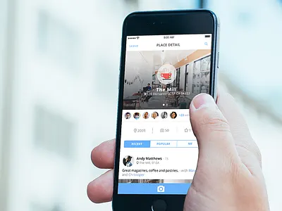 Place Detail coffee icons ios iphone location minimal social media space spayce ui ux venue