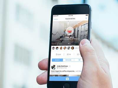Place Detail coffee icons ios iphone location minimal social media space spayce ui ux venue