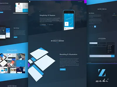 New Freelancer Portfolio dark dark ui flat forms ios8 landing page mockups one page portfolio responsive ui ux