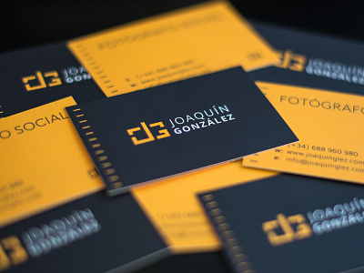 JG Business Cards art black business card frame logo photography print stationery yellow