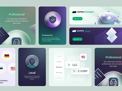 Mükellef/Workhy: Landing Page Details branding design gradient illustration logo m startups ui ux w web website