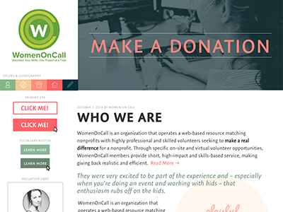 Style Tile / Women On Call blue coral green navy nonprofit pink style guide style tile