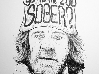 Frank Gallagher bristol board frank illustration pen and ink portrait shameless sober tv