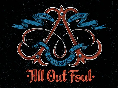 All Out Foul Pt. 2 apparel branding custom flourish handmade lettering logo monogram ornamentation type typography vintage