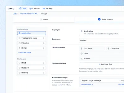 Hiring stages add stage application automation create stage custom stage form funnel greenhouse hiring interview job lever pipeline recruitment reorder sequence sequences stages step by step steps