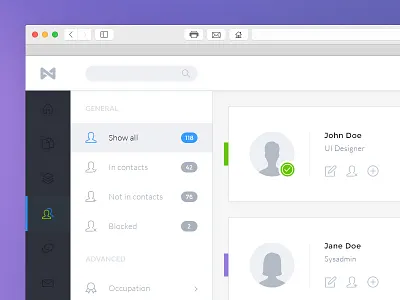 D8 - Contacts address book admin angularjs app avatar cards contacts dashboard enterprise flat friends web app