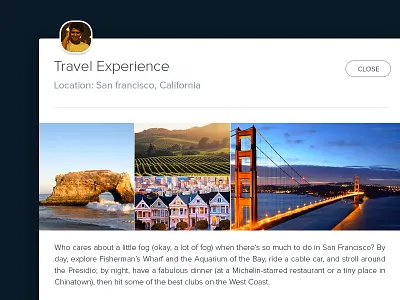Travel Exp. Modal box clean flatui minimal modal photo sharing san francisco travel ui user interface website