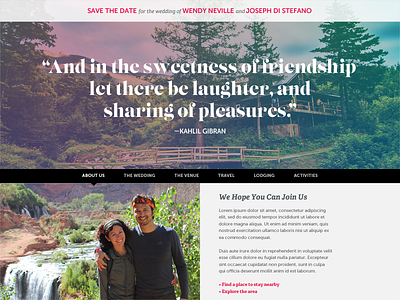 Wedding Website Homepage Comp 1 adelle love mapbox museo symbolicons wedding