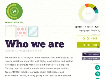 Style Tile / Women On Call blue nonprofit orange purple style guide style tile