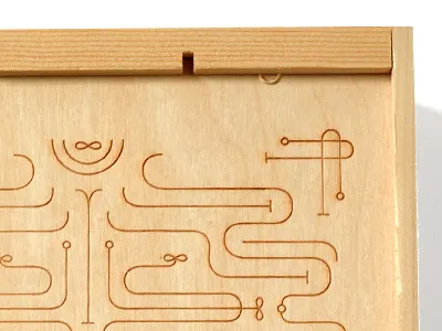 Laser Engraved Holiday Wood Box fortune fortune cookies good fortune illustration laser engraved lines