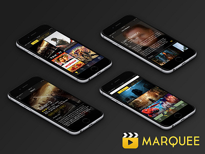 Marquee Movie iPhone App app dark ios mock movies perspective ui