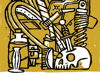 Mama Tried Motorcycle Show 2015 art character design drawing illustration ink lines pattern texture