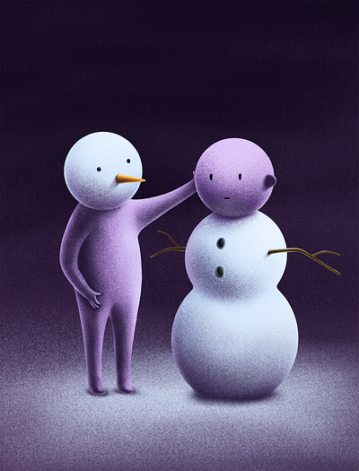 Christmas Time art christmas illustration procreate purple snow snowman surreal surrealism winter