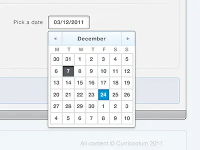 Curricoolum – Date picker calendar date picker form forms ui design user interface design web app web ui