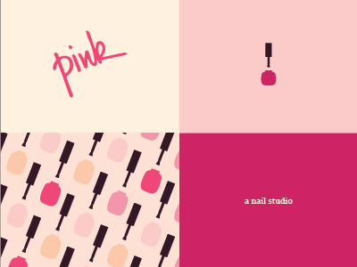 Concept branding for a nail salon branding burgundy flat hand drawn magenta nail polish nail salon pattern pink vector