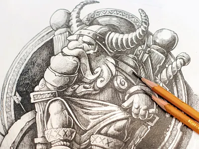 Odin arrow character king sketch sword throne viking warrior weapon