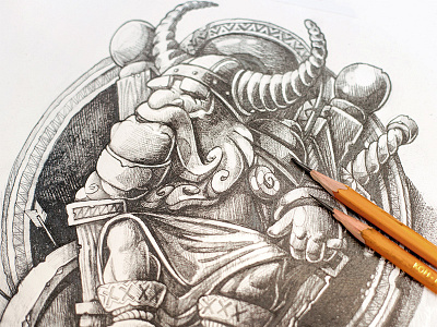 Odin arrow character king sketch sword throne viking warrior weapon